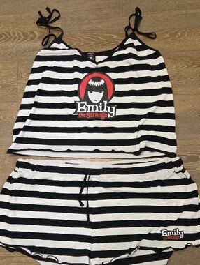 Black & White Striped NWT DOLLS KILL Pajama Set EMILY THE STRANGE 3X